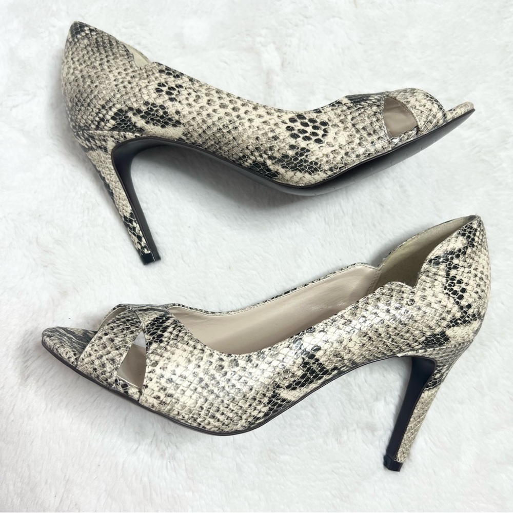 Cole Haan Jacinda Python Snake Print Peep Toe Pumps Size 8.5